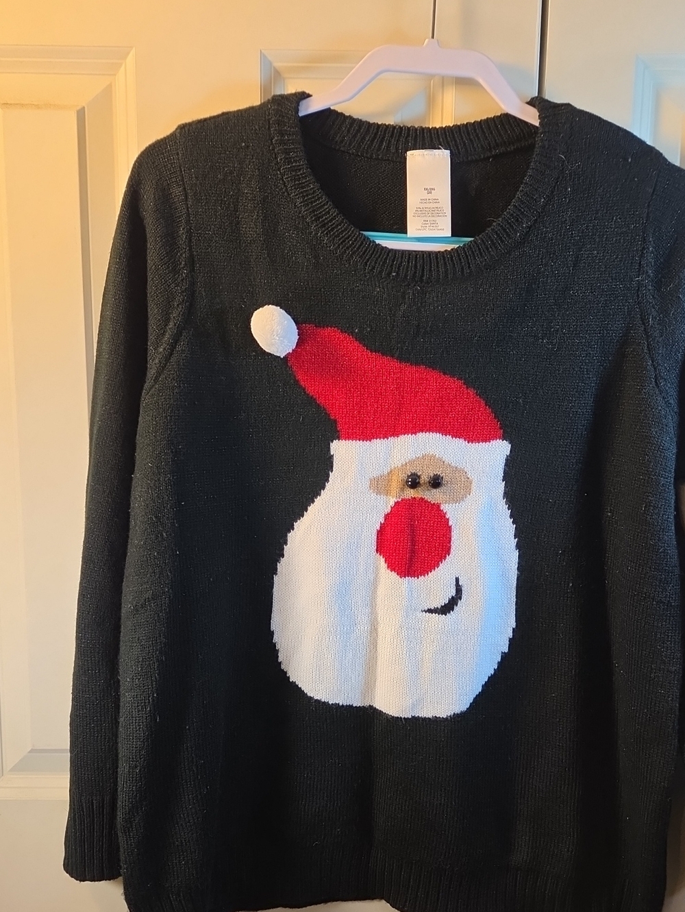 Black Santa Knit Holiday Sweater - Women's